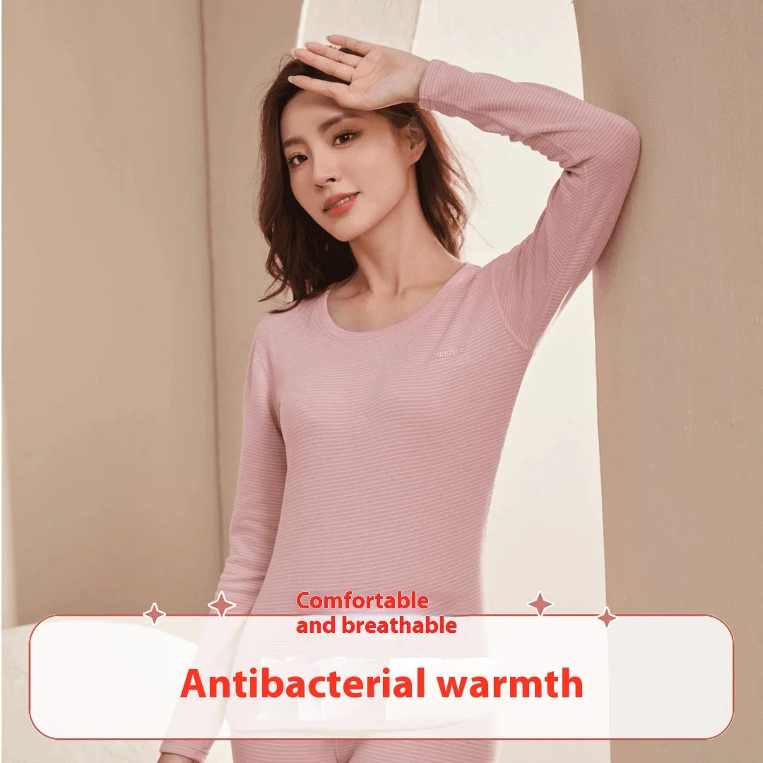 Women's Luxurious Cashmere Silk Striped Thermal Suit for Ultimate Comfort – Fall & Winter Bottoming Underwear"