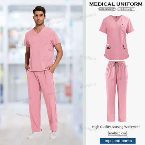 Men's Wholesale Medical Uniforms Scrub Top Pants Sets Nurse Doctor Work