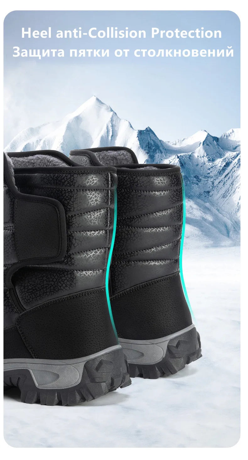 Women's Plush-Lined Waterproof Snow Boots - Platform Winter Hiking Ankle Boots