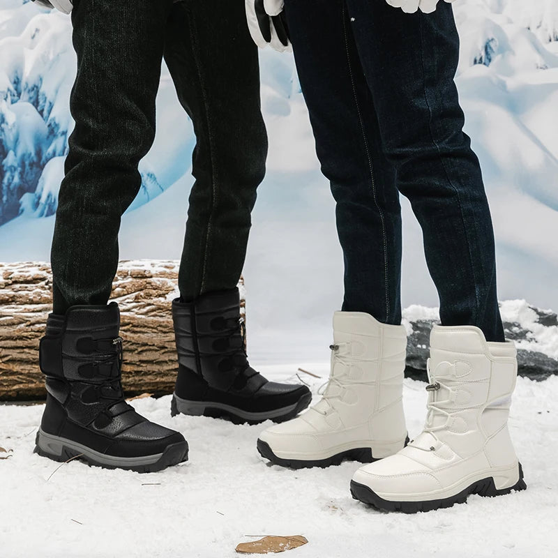 Women's Plush-Lined Waterproof Snow Boots - Platform Winter Hiking Ankle Boots