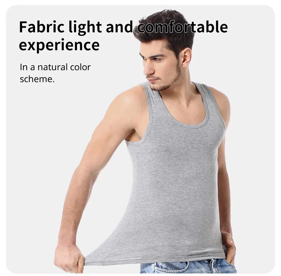 Men's Cotton Sleeveless Tank Top | Skinny Fit Gym Fitness Vest – 1, 3 or 5 Pack Bundle | Casual Sport Training Undershirt