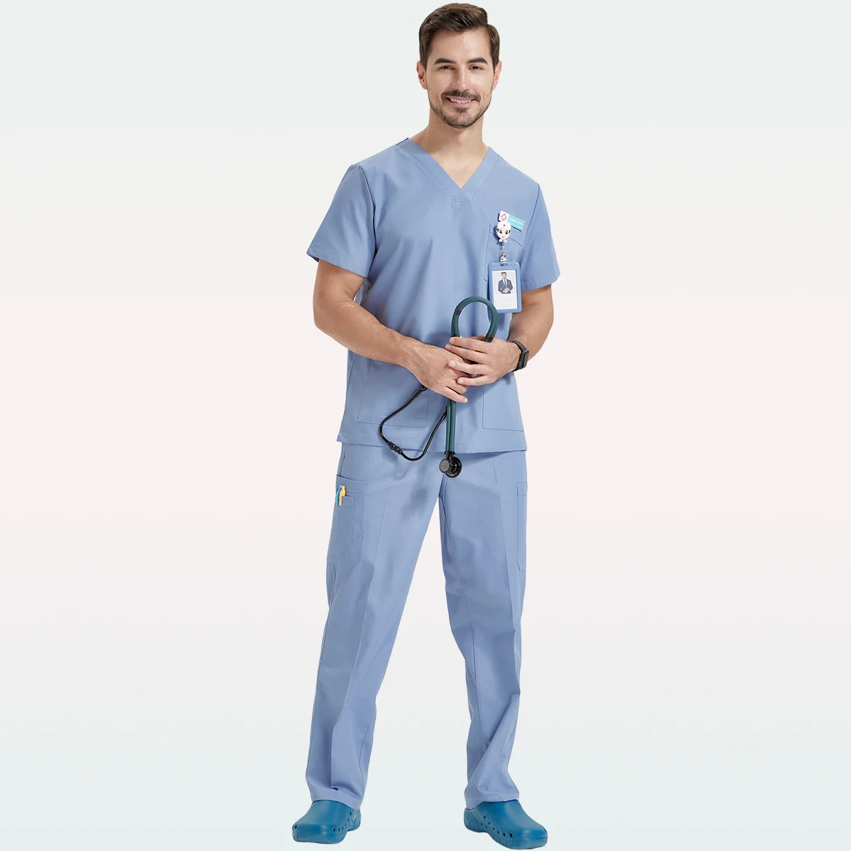 Men's Breathable Medical Scrubs Set - Stylish Hospital Nursing Uniforms for Doctors & Nurses