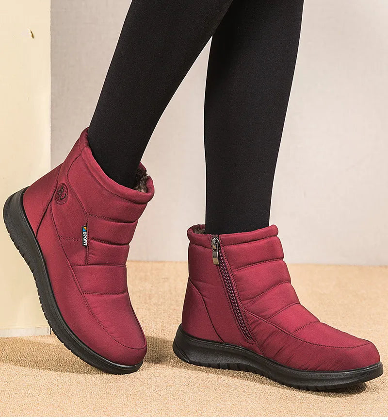 Women's 2024 Waterproof Ankle Snow Boots with Fur