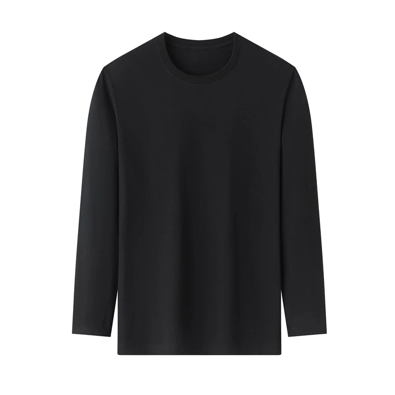 ASJP Men's 100% Cotton Long Sleeve Shirt | Breathable Casual Crew Neck Top for Summer & Everyday Wear