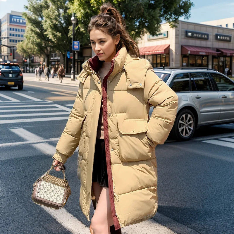 Women's 2024 Hooded Cotton Padded Parka Jacket-Long & Stylish