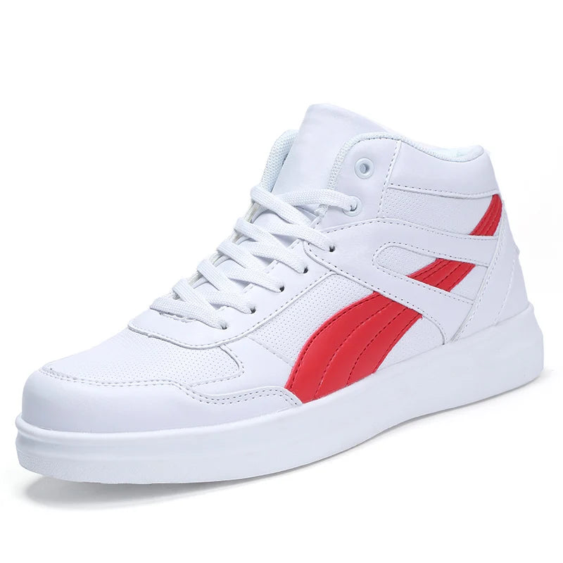 Men's High-Top Lace-Up Sneakers – Breathable Air Mesh Casual Skateboarding Shoes with EVA Insole