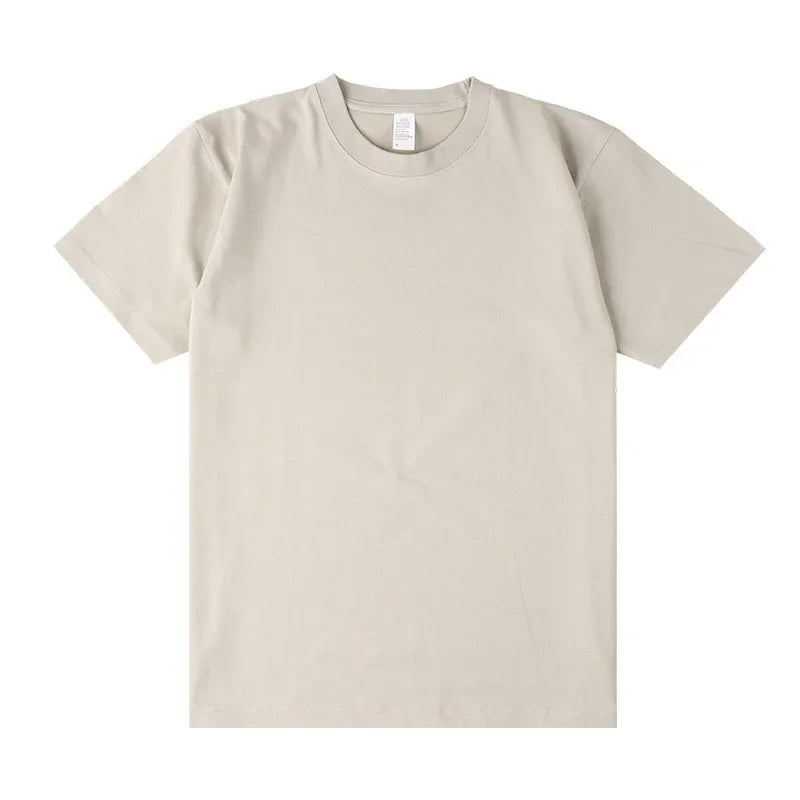 Men's 250g Combed Cotton T-Shirt | Heavyweight Solid Color O-Neck Short Sleeve Tee | Loose Casual Fit | XS–2XL
