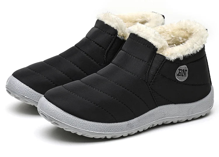 Men's Waterproof Winter Snow Boots - Plush-Lined Slip-On Ankle Boots