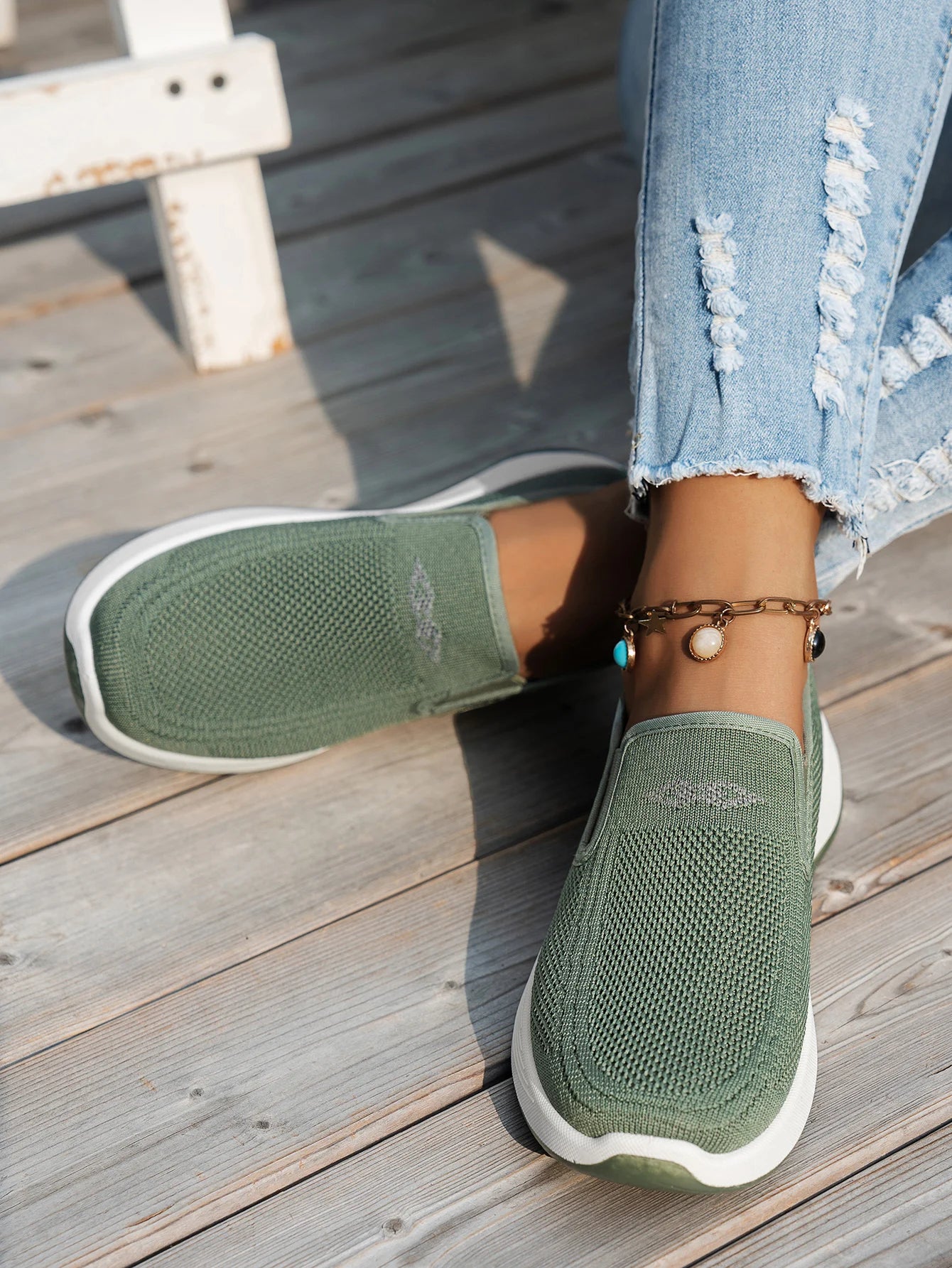 Women's Slip-On Casual Flats | Breathable Cotton Sneakers | Lightweight Comfort Walking Shoes