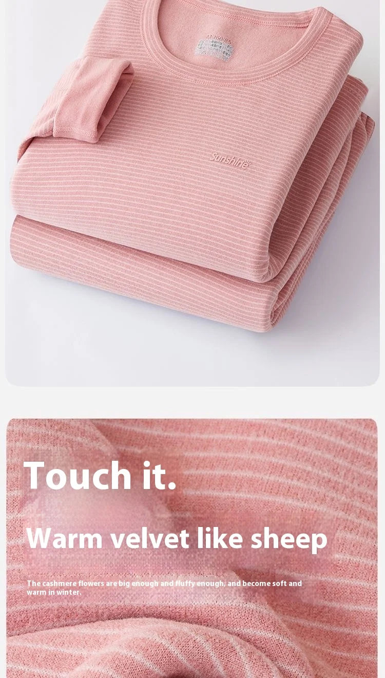 Women's Luxurious Cashmere Silk Striped Thermal Suit for Ultimate Comfort – Fall & Winter Bottoming Underwear"