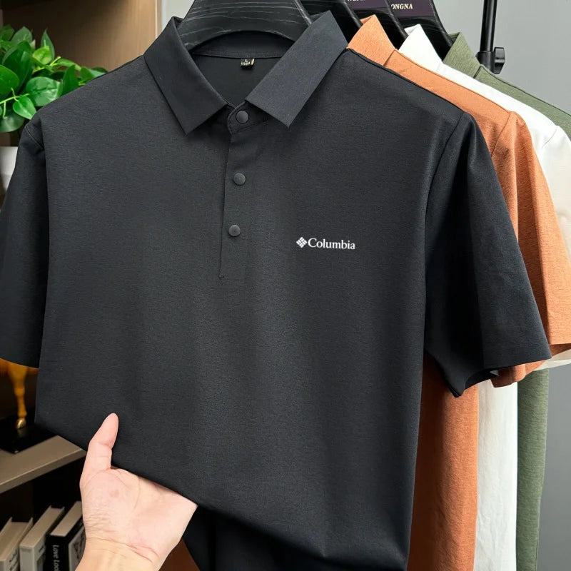 Men's Embroidered Polo Shirt – Anti-Wrinkle Breathable Short Sleeve Summer Top