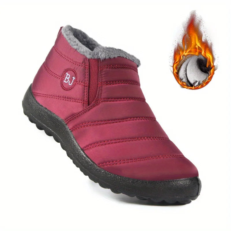 Women's Waterproof Microfiber Snow Boots - Plush-Lined Non-Slip Winter Hiking Shoes
