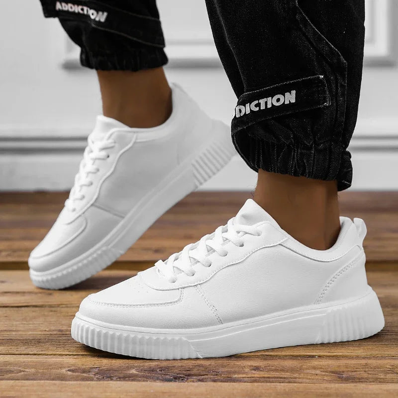 Sxfdneay Men's Colorblock Platform Sneakers – Lightweight Lace-Up Skateboard Shoes, Unisex Fit, Black White