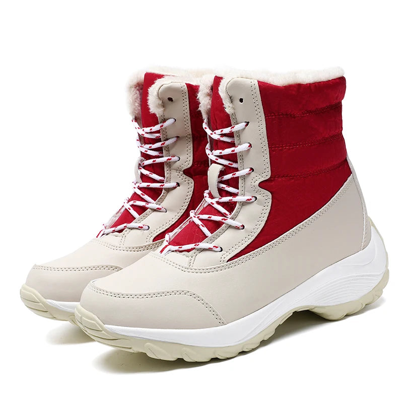 Women's Warm Waterproof Lace-Up Winter Snow Boots"