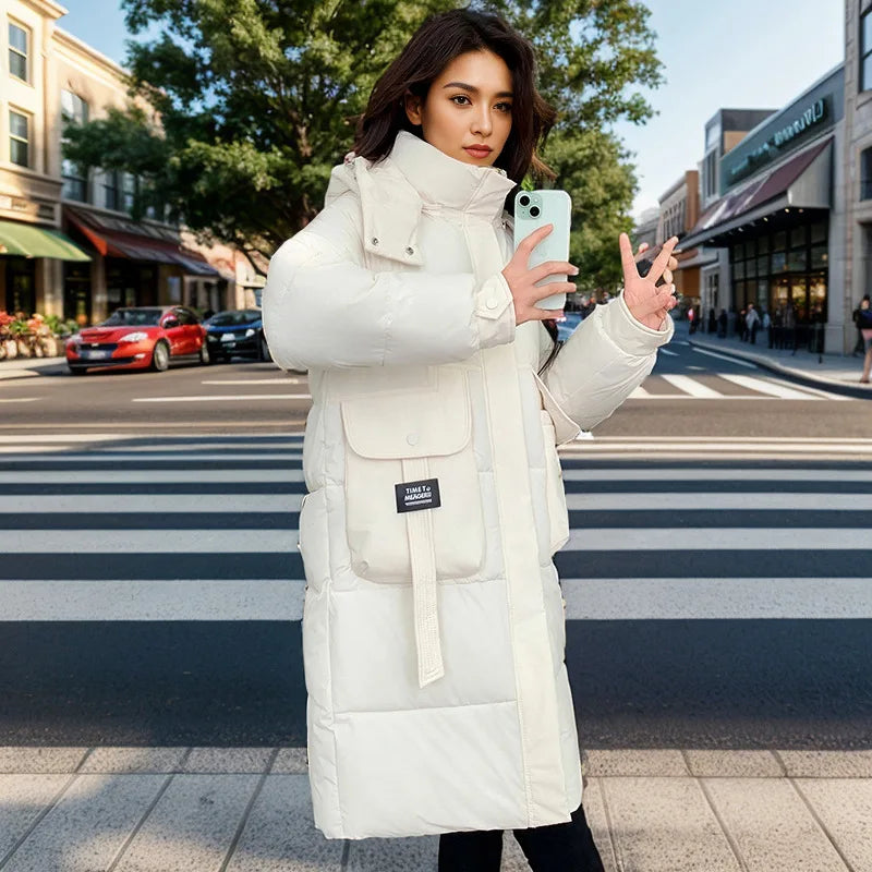 Women's 2024 Hooded Cotton Padded Parka Jacket-Long & Stylish