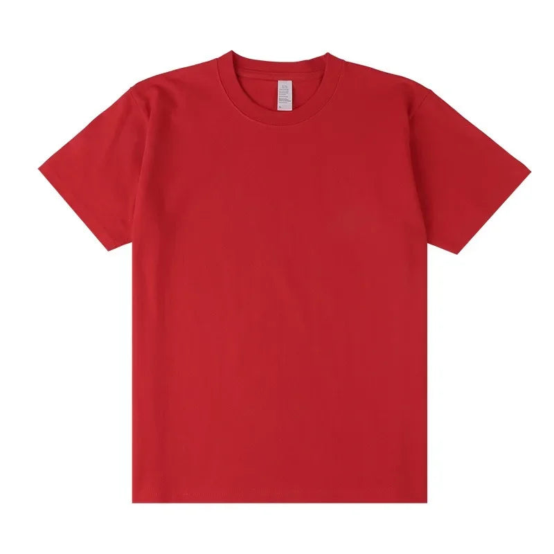 Men's 250g Combed Cotton T-Shirt | Heavyweight Solid Color O-Neck Short Sleeve Tee | Loose Casual Fit | XS–2XL