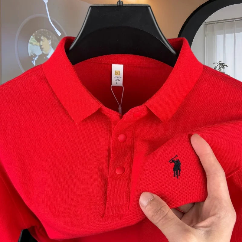 Men's 100% Cotton Short Sleeve Polo Shirt – Embroidered Pony, Breathable Summer Golf Top, Sizes M–4XL, 20+ Colors
