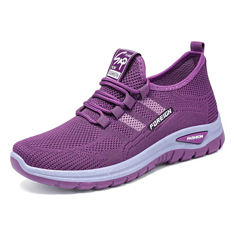 Women's Breathable Mesh Running Sneakers - Lightweight Athletic Walking Shoes with Anti-Slip Rubber Sole