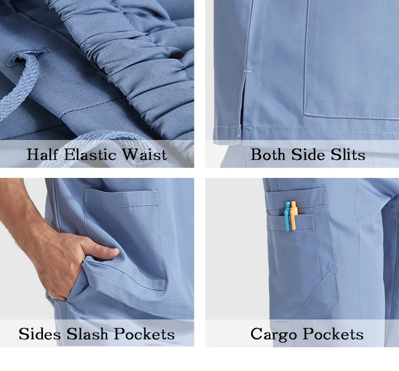 Men's Breathable Medical Scrubs Set - Stylish Hospital Nursing Uniforms for Doctors & Nurses