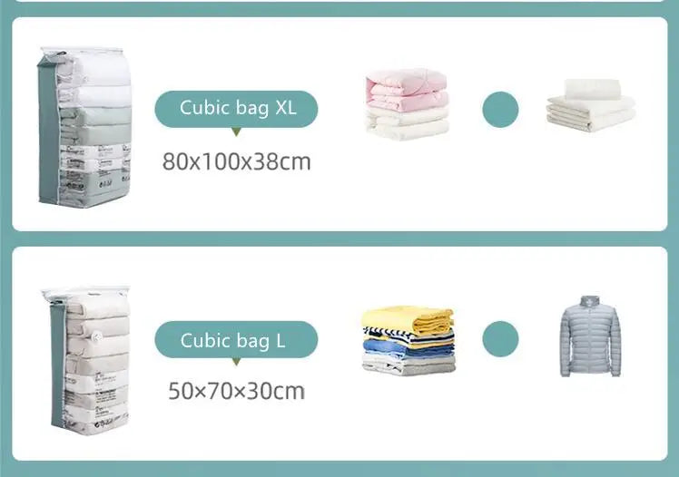 Vacuum Storage Bags for Clothes & Blankets – No-Pump Space-Saving Compression Bags (Travel & Home Organizer)