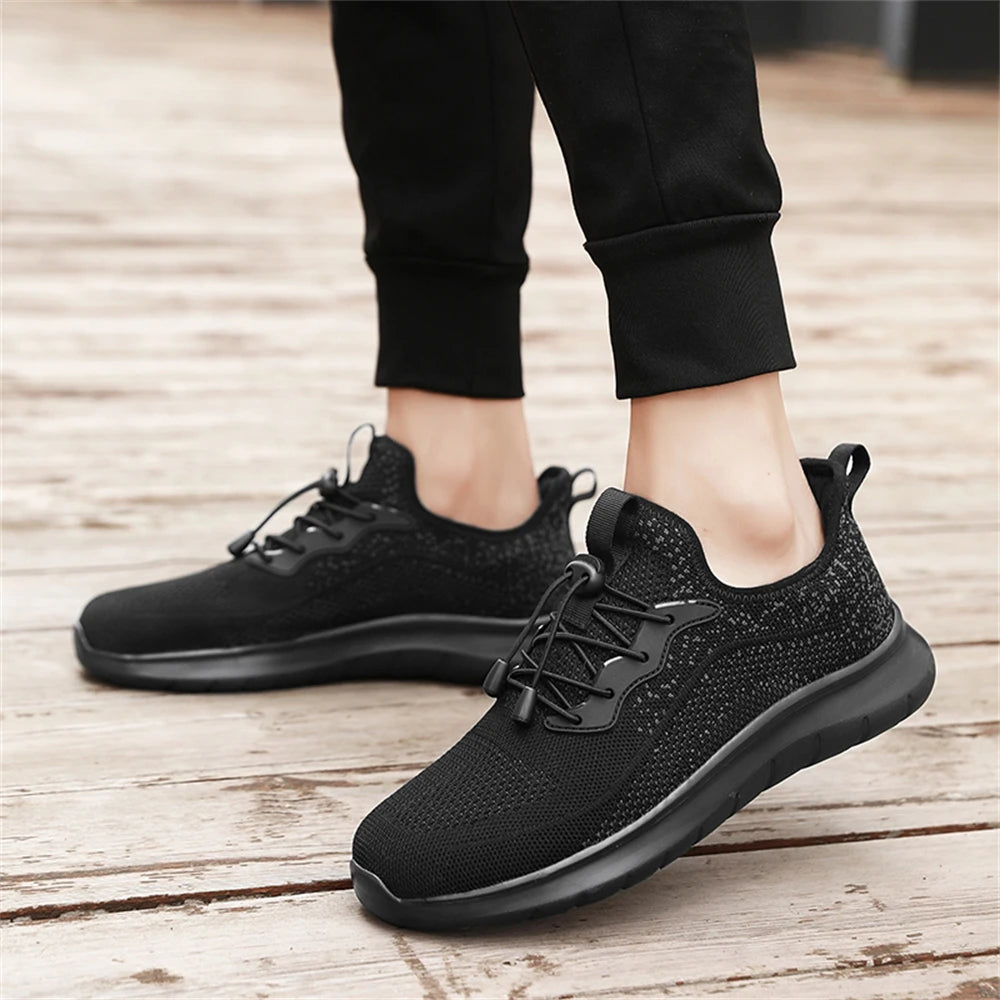 Men's WQT Flyknit Elastic Slip-On Sneakers – Lightweight Breathable Mesh Running Style Shoes with EVA Sole