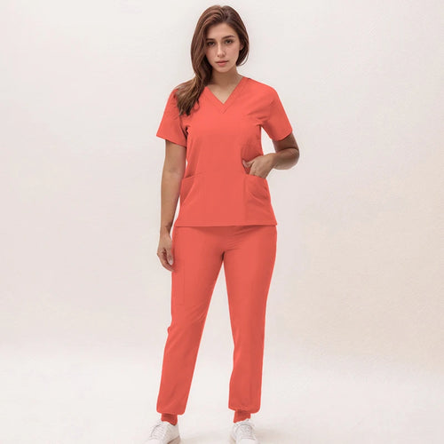 Women's 2025 New Nurse Uniforms V-neck Top Jogger Pants Scrub Sets Surgical