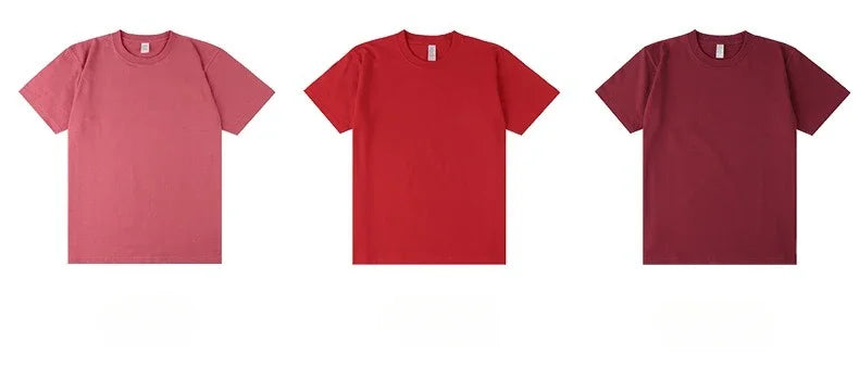 Men's 250g Combed Cotton T-Shirt | Heavyweight Solid Color O-Neck Short Sleeve Tee | Loose Casual Fit | XS–2XL