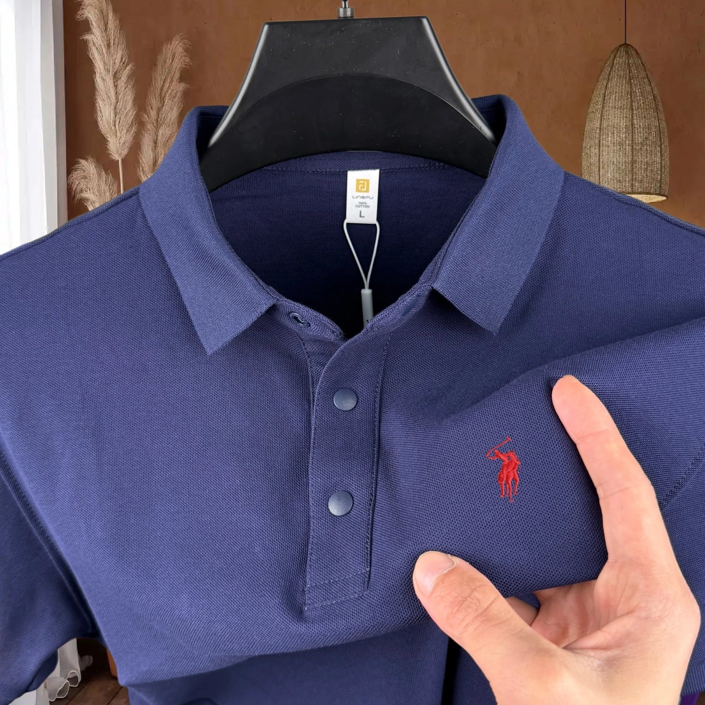 Men's 100% Cotton Short Sleeve Polo Shirt – Embroidered Pony, Breathable Summer Golf Top, Sizes M–4XL, 20+ Colors