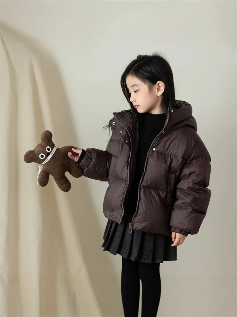 Unisex Kids Hooded Down Puffer Jacket - Warm Winter Coat for Boys & Girls (3-12 Years)