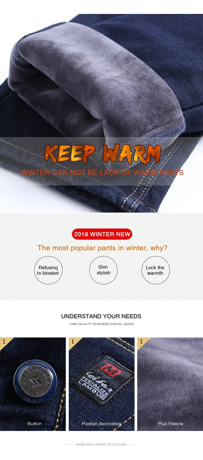 Men's Warm Fleece-Lined Jeans: Stylish Comfort for Winter!"