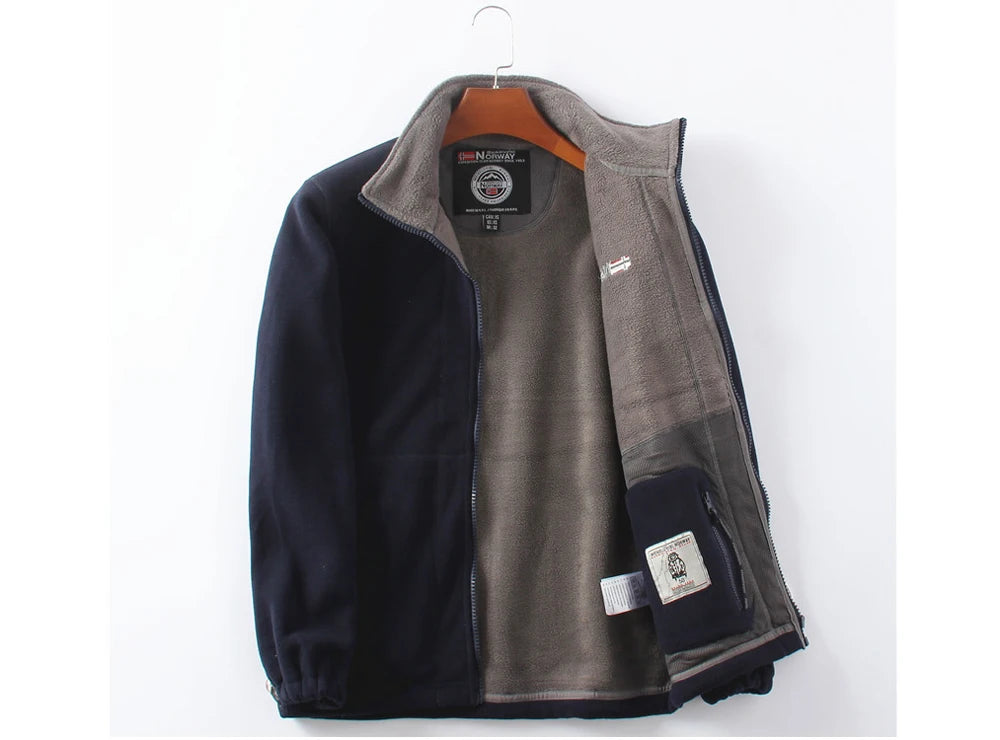 Men's DIMUSI Polartec Fleece Windbreaker Jacket - Experience Ultimate Warmth for Winter Adventures.