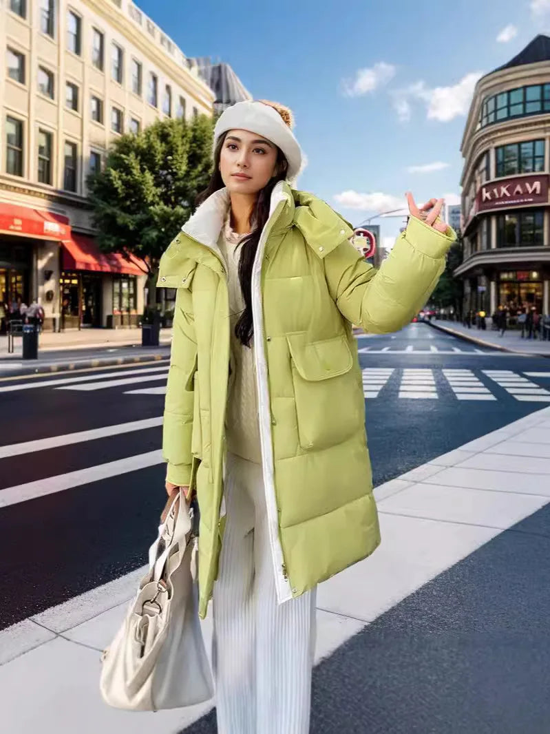 Women's 2024 Hooded Cotton Padded Parka Jacket-Long & Stylish
