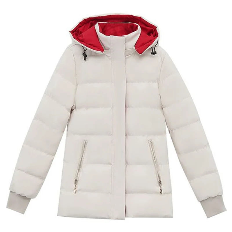 Women's Velvet Cotton Padded Winter Jacket 2025 - Detachable Hood Warm Parka Coat"