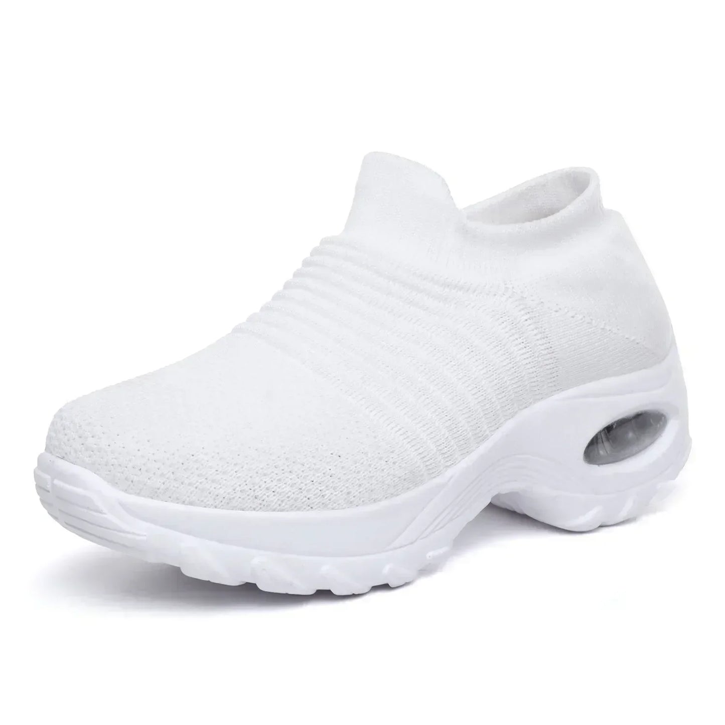 Women's Orthopedic Air Cushion Sneakers - Breathable Mesh Slip-On Platform Walking Shoes - Lightweight Non-Slip Tennis Shoes