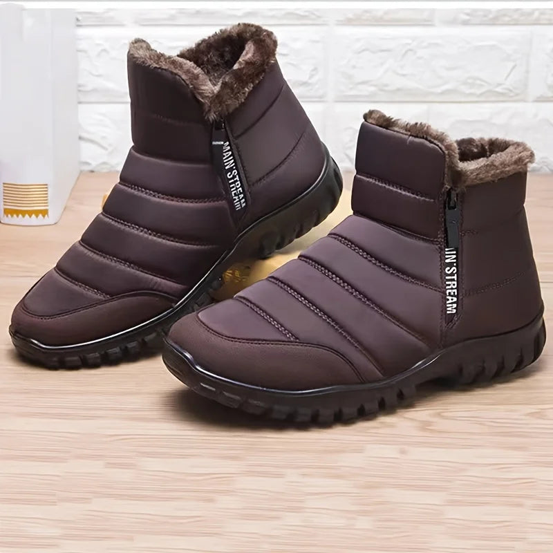 Men's Waterproof Winter Snow Boots – Faux Wool Lined Mid-Calf Zip Ankle Boot | Sizes 6.5–12
