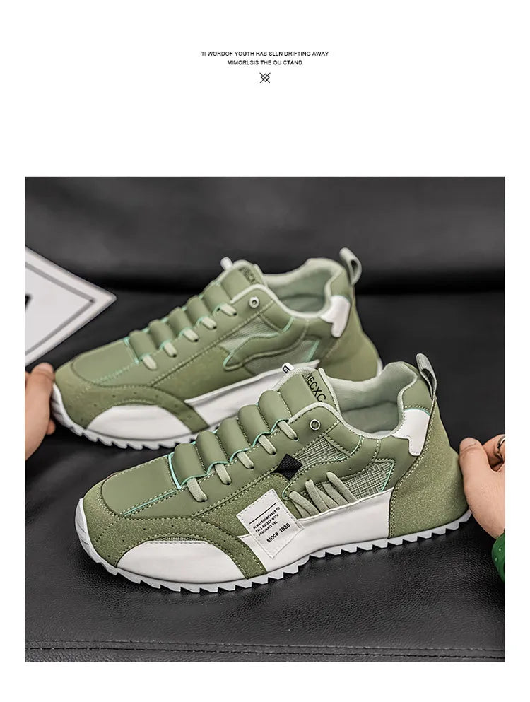 Syflyno Men's Lace-Up Athletic Sneakers — Breathable Mesh Running Shoes for Spring & Autumn | Anti-Slip Gym Trainers