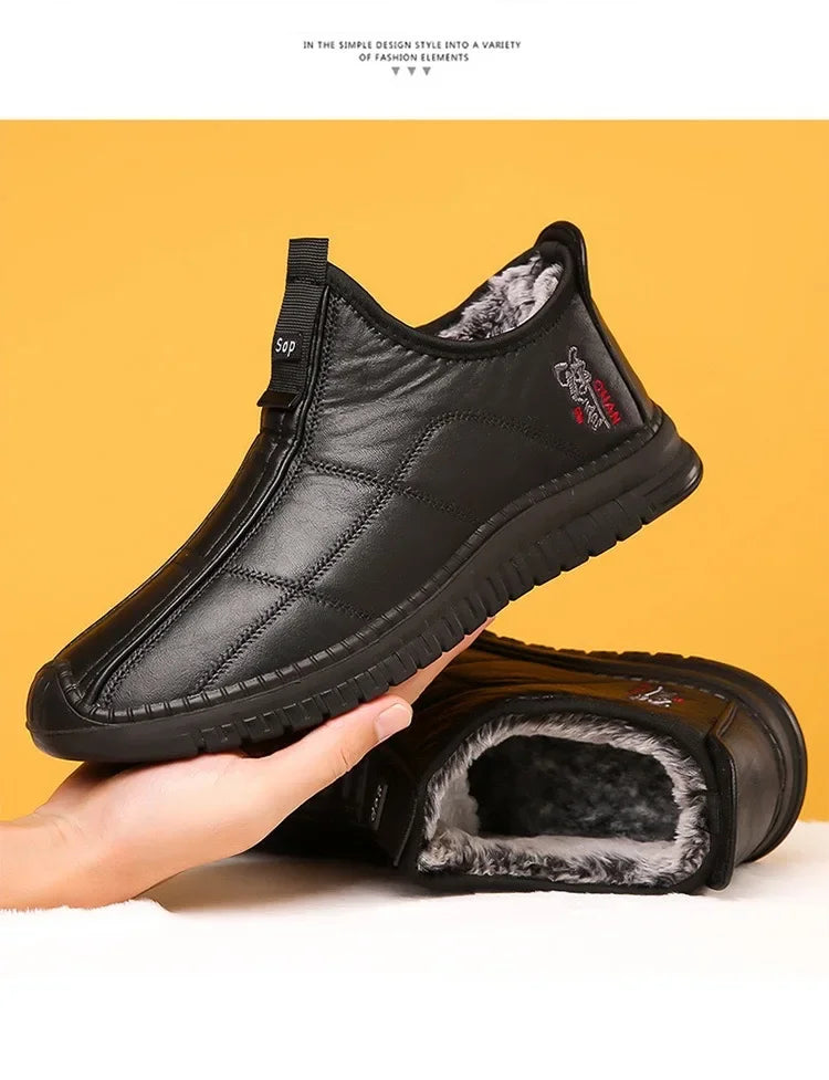 Men's Waterproof Winter Boots - Warm Non-Slip Platform Shoes