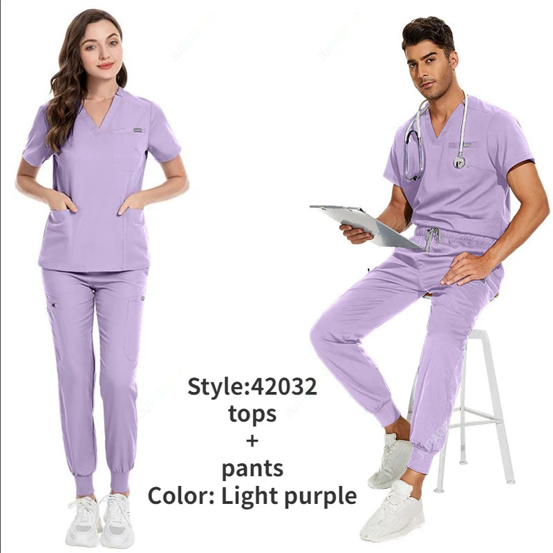 Women's Vibrant Multicolor Scrubs Set: Stylish Short Sleeve Top & Pants for Nurses & Pet Doctors