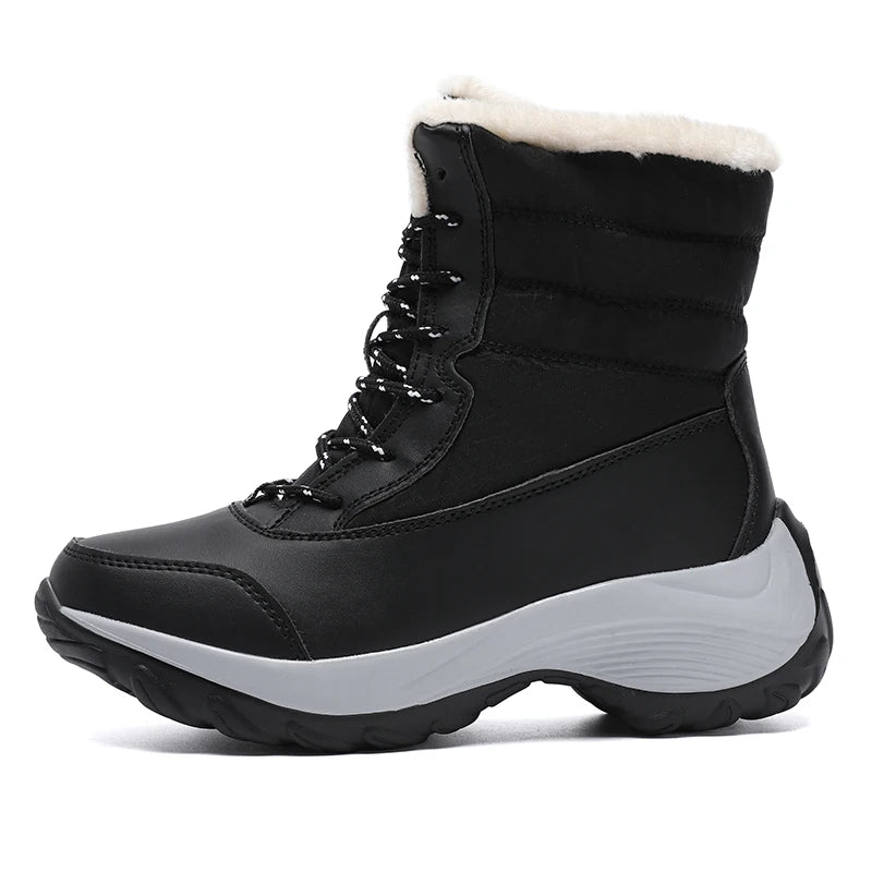Women's Warm Waterproof Lace-Up Winter Snow Boots"