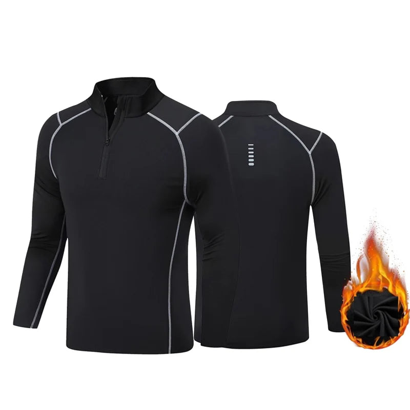 Men's NoEnName_Null Winter Fleece Thermal Underwear Suit - Fitness Clothing Set with Long Shirt and Leggings, Warm Base Layer Compression Sportswear