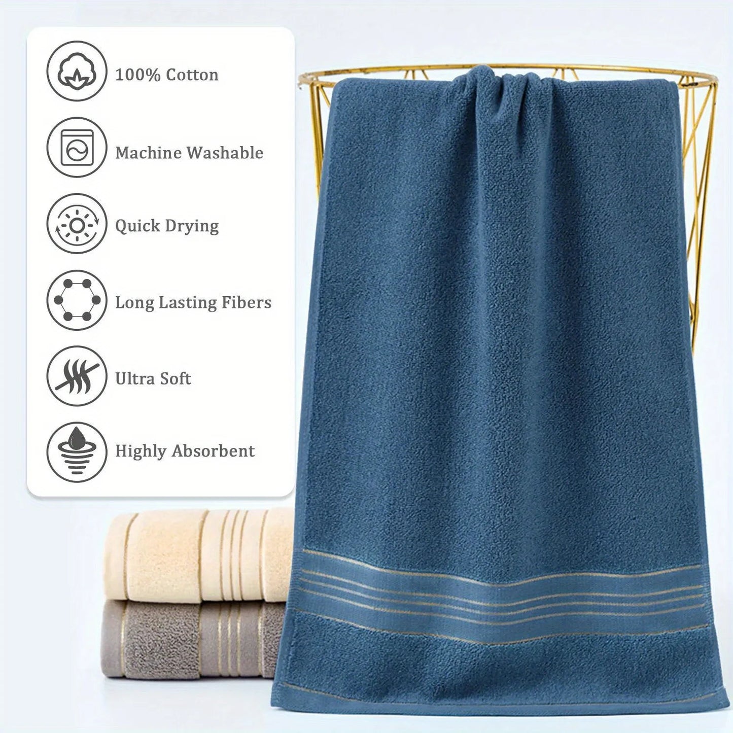 Luxury Cotton Knit Bath Towel - Premium Quick-Dry Spa-Quality Bathroom Towel