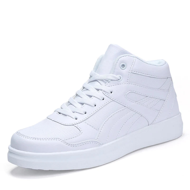 Men's High-Top Lace-Up Sneakers – Breathable Air Mesh Casual Skateboarding Shoes with EVA Insole