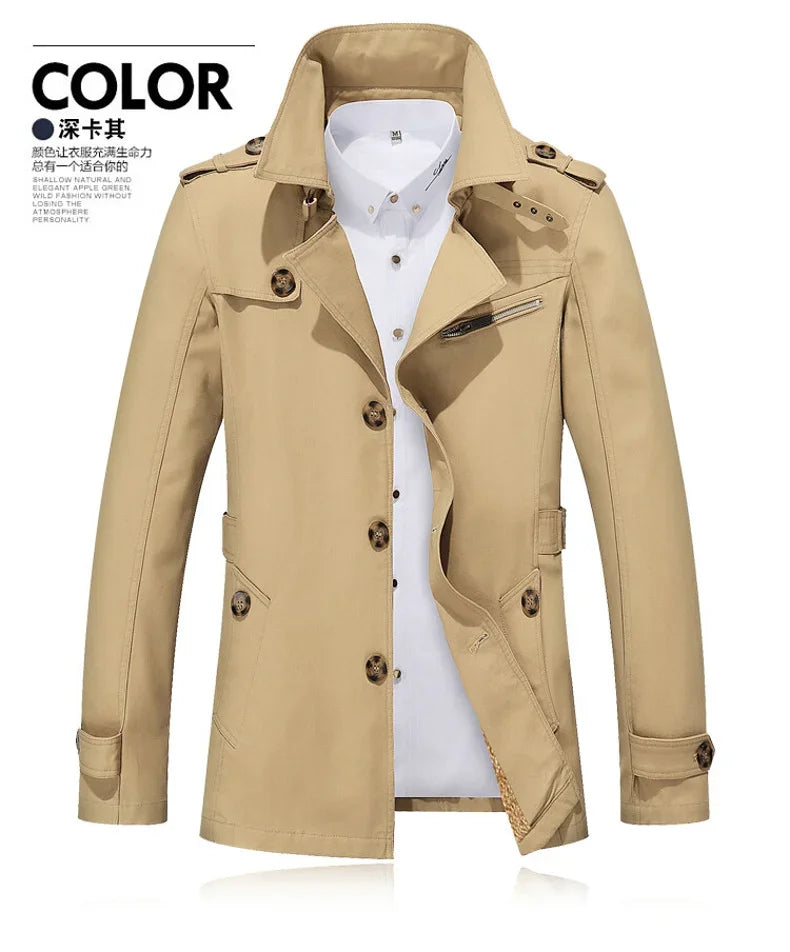 Men's Vintage Streetwear Windbreaker Coat - Thickened Warm Polyester Jacket for Outdoor Fashion