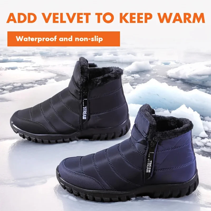 Men's Waterproof Winter Snow Boots – Faux Wool Lined Mid-Calf Zip Ankle Boot | Sizes 6.5–12