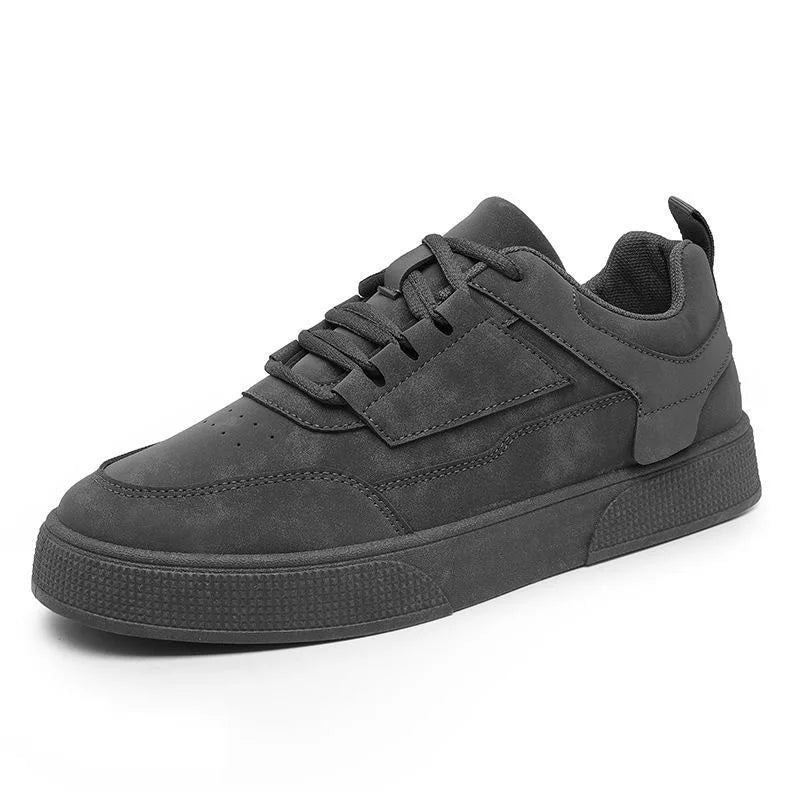 YUYAN HAPPY HOUR Men's Street Style Sneakers – Breathable Microfiber Lace-Up Casual Shoes | Spring/Autumn | Black & Grey