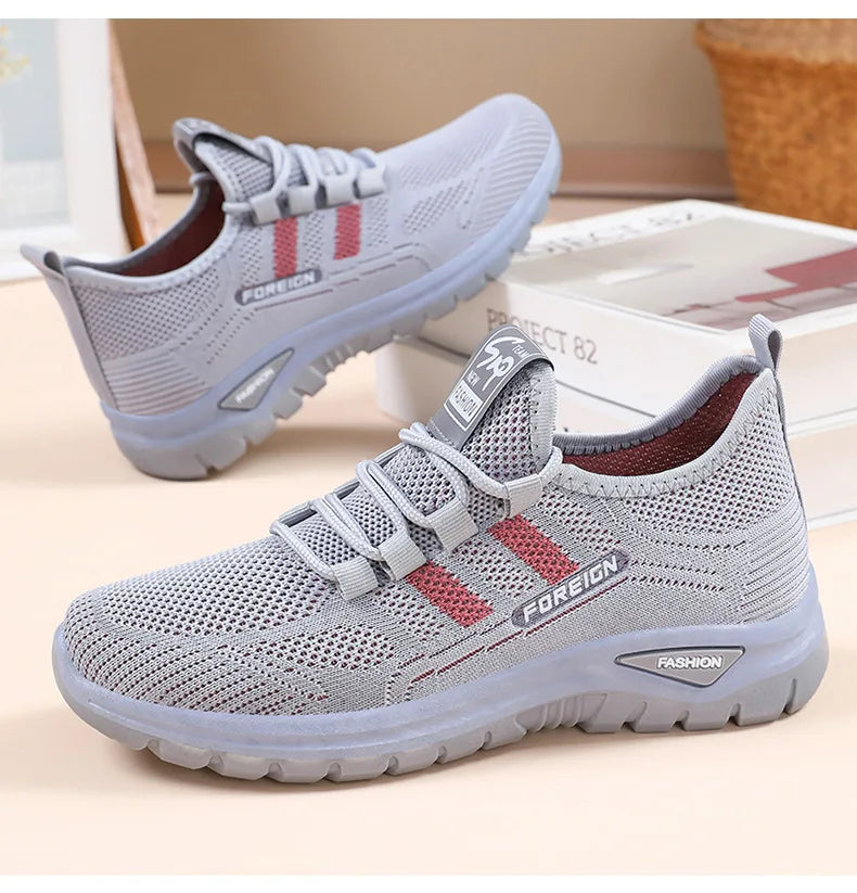 Women's Breathable Mesh Running Sneakers - Lightweight Athletic Walking Shoes with Anti-Slip Rubber Sole