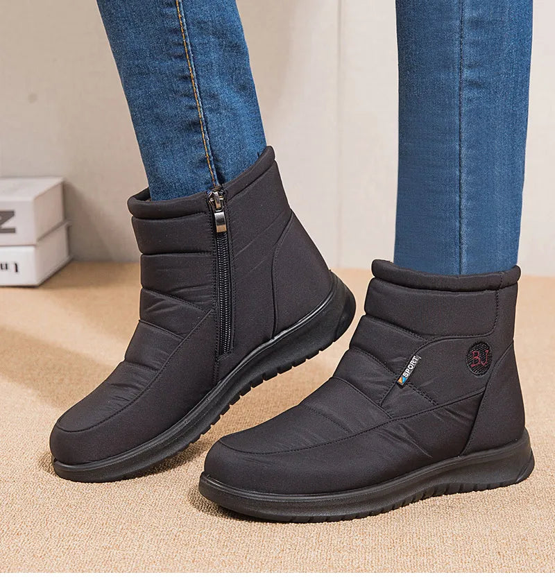 Women's 2024 Waterproof Ankle Snow Boots with Fur