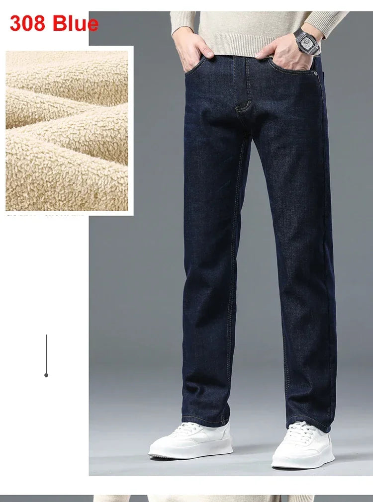 Men's 2023 Winter Fleece Jeans: Warm, Stylish & Versatile.