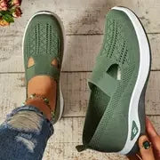 Women's Lightweight Knit Walking Sneakers - Breathable Low-Top Athletic Shoes