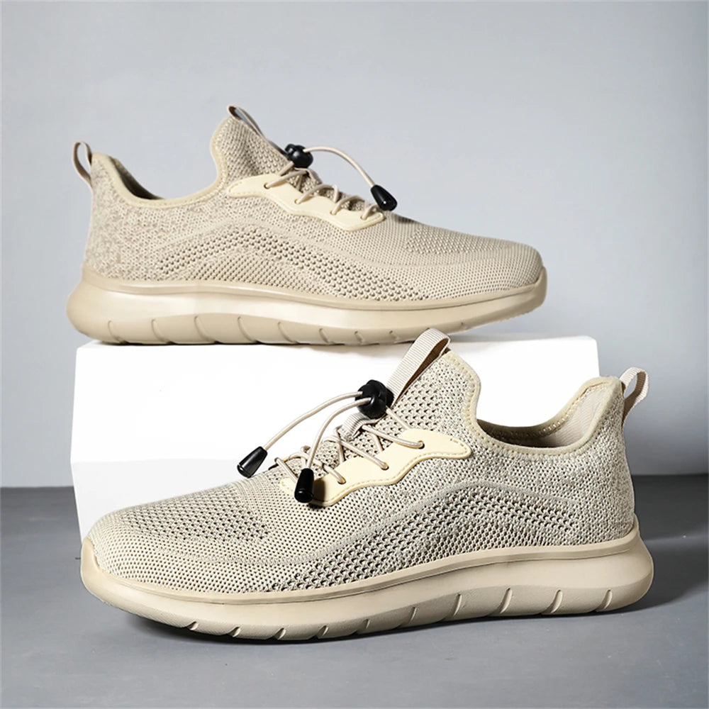 Men's WQT Flyknit Elastic Slip-On Sneakers – Lightweight Breathable Mesh Running Style Shoes with EVA Sole